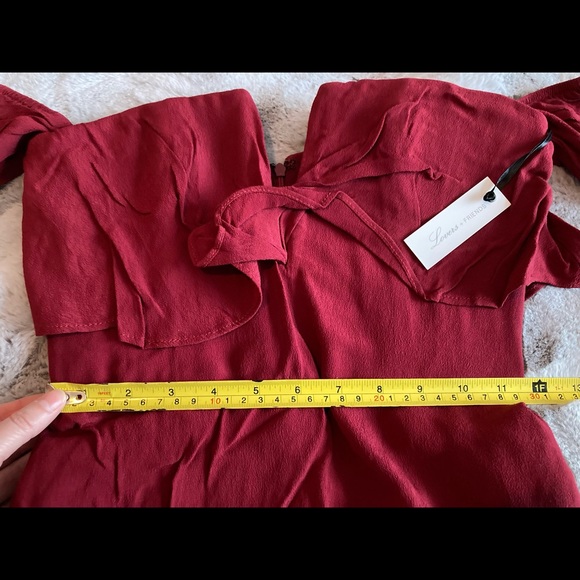 NWT Gorgeous Lovers + Friends burgundy off the shoulder mini dress. - Picture 8 of 8